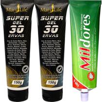 Kit 2 Super Gel 30 Ervas 150g + 1 Creme Para Massagem Mil Dores 100g