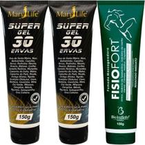 Kit 2 Super Gel 30 Ervas 150G + 1 Pomada Fisiofort 150G