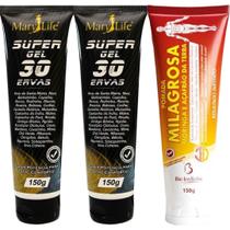 Kit 2 Super Gel 30 Ervas 150g + 1 Pomada Massageadora Milagrosa 150g