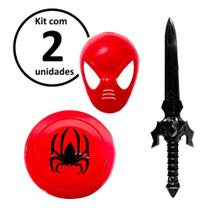 Kit 2 Super Herói Infantil Máscara Escudo e Espada do Aranha