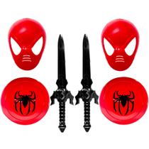 Kit 2 Super Herói Infantil Máscara Escudo e Espada do Aranha