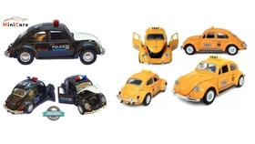 KIT 2 Super Miniatura 1:32 Fusca Taxi Colecionador De Carros Metal ano1958