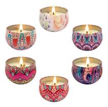 Kit 2 Super Velas Grande Perfumadas Lata Mandala Cera Coco