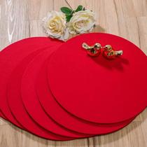 Kit 2 Suplat Redondo Para Mesa Vermelho Exclusivo