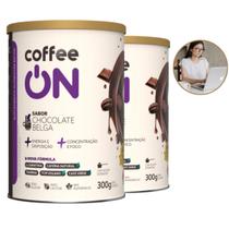 Kit 2 Suplemento Alimentar em pó Coffee On Sabor Chocolate Belga 300g Scoop Dosador Proteína Café