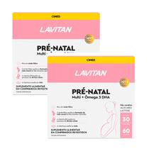 Kit 2 Suplemento Lavitan Pré-Natal Multi + Ômega 3 DHA - Cimed Kit 2 Suplemento Lavitan Pré-Natal Multi + Ômega 3 DHA - Cimed