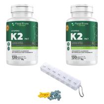 Kit 2 Suplemento Vitamina K2 Mk7 Menaquinona 240caps 500mg + Porta Cápsulas