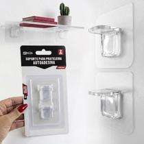 Kit 2 Suporte Adesivo Multiuso Para Prateleira Leve Transparente Sem Furos MDF Vidro Azulejo Closet Armário Banheiro Cozinha Casa 5,8cm Kit 2 Suporte Adesivo Multiuso Para Prateleira Leve Transparente Sem Furos MDF Vidro Azulejo Closet Armário Banheiro Cozinha Casa 5,8cm