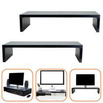 Kit 2 Suporte Base Para Monitor Tela 10x60x20cm MDF Preto Kit 2 Suporte Base Para Monitor Tela 10x60x20cm MDF Preto