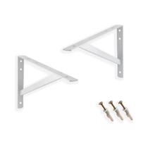 Kit 2 Suporte Cantoneira Mão Francesa 30cm Reforçado Branco Kit 2 Suporte Cantoneira Mão Francesa 30cm Reforçado Branco