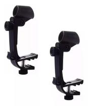 Kit 2 Suporte Clamp + Cachimbo P/ Microfone Percussão Bateria