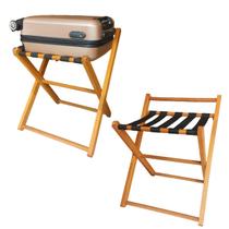 Kit 2 Suporte de Mala com Encosto Madeira Dobrável Pousada Hotel Cor Mel - AMZ