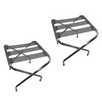 Kit 2 Suporte De Mala Dobrável em Alumínio Cinza Zaka