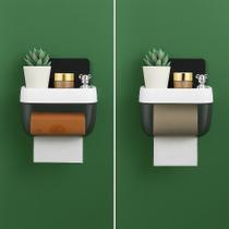 kit 2 Suporte De Parede Banheiro Caixa Organizadora Com Papel Higiênico Sem Furar Envio Imediato