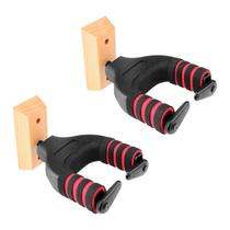 Kit 2 Suporte De Parede LAGS-2 Luminos Com Base De Madeira Trava Automatica Para Pendurar Guitarra Violão Baixo Violino Viola Ukulele Cavaquinho