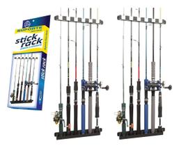 Kit 2 Suporte de Parede Organizador P/ 12 Varas de Pescar Stick Rack Cardume