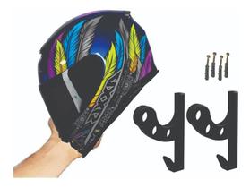 Kit 2 Suporte De Parede Para Capacete Com Gancho Branco