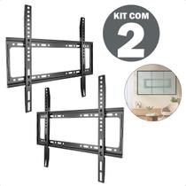 Kit 2 Suporte de Televisão Smart Fixo 23 a 63 Pol Até 50Kg Preto Com Parafusos Led Lcd Oled Qled