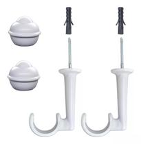 Kit 2 Suporte De Teto Para Cortina E Ponteiras P/ Varão 19mm