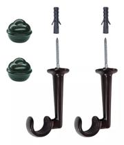 Kit 2 Suporte De Teto Para Cortina E Ponteiras Varão 19Mm