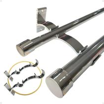 Kit 2 Suporte Duplo Comum Perfil Varão Cortina 19.28mm Ilhós Argola Instalação