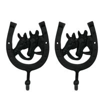 Kit 2 suporte ferradura cavalo preto organizador gancho pendurador cabide alumínio fundido para boné bolsa arreio corda