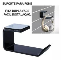 Kit 2 Suporte Fone de Ouvido Acrílico Mesa Parede Dupla Face