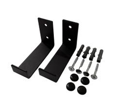 Kit 2 Suporte Gancho Multiuso Organizador Parede Preto 10 Cm
