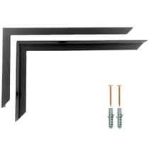 Kit 2 Suporte Mão Francesa Cantoneira Reforçada Pia Prateleira 40Cm Preto + Parafusos