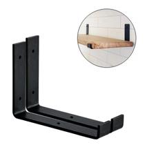 Kit 2 Suporte Mão Francesa Invertida Reforçada Para Prateleira Industrial Cor Preta 15 cm