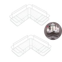 Kit 2 Suporte organizador canto Shampoo Sabonet Metal Branco
