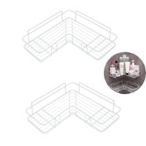 Kit 2 Suporte organizador canto Shampoo Sabonet Metal Branco