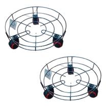 Kit 2 Suporte Para Botijão De Gás Vaso Em Metal Com Rodinhas