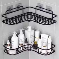 Kit 2 Suporte Para Shampoo Prateleira De Aço Inoxidável Para Banheiro Sem Necessidade De Furar Cor:Preto