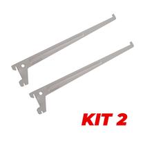 Kit 2 Suporte Para Trilho Simples Prateleira Branco 30Cm