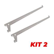 Kit 2 Suporte Para Trilho Simples Prateleira Branco 30cm
