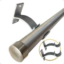 Kit 2 Suporte Perfil Invertido Parede Varão Comum Ilhós 28mm Cortina Argola Instalação