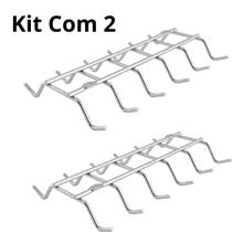 Kit 2 Suporte Porta 12 Xícaras Fixar Armário Organizador de Cozinha Cinza