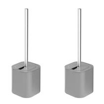 Kit 2 Suporte Porta Escova Sanitária Vaso Privada Limpeza Banheiro Dual Chumbo - Ou Kit 2 Suporte Porta Escova Sanitária Vaso Privada Limpeza Banheiro Dual Chumbo - Ou