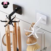 KIT 2 Suporte Porta Gancho Giratório 360 Suporte Adesivo Utensílio