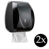 Kit 2 Suporte porta papel toalha interfolha dispenser toalheiro Premisse banheiro condominio preta