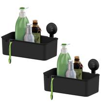 Kit 2 Suporte Porta Shampoo Cesto Organizador Multiuso Parede Com Ventosa Banheiro Preto - Future Kit 2 Suporte Porta Shampoo Cesto Organizador Multiuso Parede Com Ventosa Banheiro Preto - Future