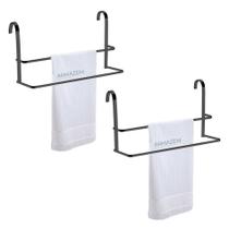 Kit 2 Suporte Porta Toalha Duplo Toalheiro Box Preto Onix 1612ox - Future