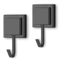 Kit 2 Suporte Porta Toalha Preto Gancho Dupla Face
