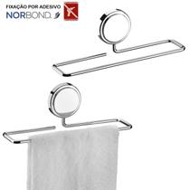 Kit 2 Suporte Porta Toalha Toalheiro 25cm Adesivo Dupla Face Banheiro Cromado - Future Kit 2 Suporte Porta Toalha Toalheiro 25cm Adesivo Dupla Face Banheiro Cromado - Future