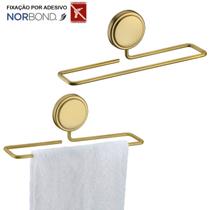 Kit 2 Suporte Porta Toalha Toalheiro 25cm Adesivo Dupla Face Banheiro Dourado - Future Kit 2 Suporte Porta Toalha Toalheiro 25cm Adesivo Dupla Face Banheiro Dourado - Future
