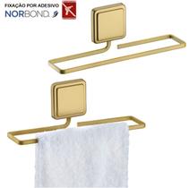 Kit 2 Suporte Porta Toalha Toalheiro 25cm Banheiro Adesivo Dupla Face Dourado - Future Kit 2 Suporte Porta Toalha Toalheiro 25cm Banheiro Adesivo Dupla Face Dourado - Future