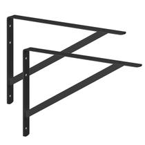 Kit 2 Suporte Prateleira Mão Francesa Pesada Aço 50Cm Preto