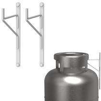 Kit 2 Suporte Suspenso Para Botijão De Gás Externo Branco FS