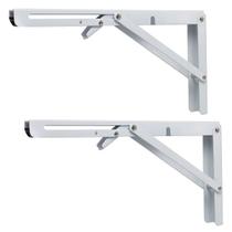 Kit 2 Suportes Cantoneira Mão Francesa Dobrável Retrátil Reforçada 25cm Suporta Até 70kgs (o par)